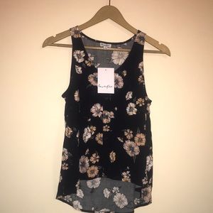 Love, fire Black Floral Tank